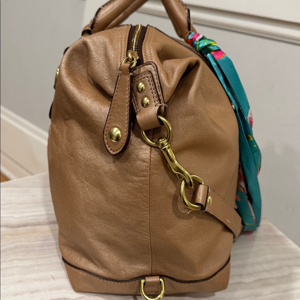 Coach Bag Ashley Large Tan Metallic Leather Satchel - Picture 7 of 17